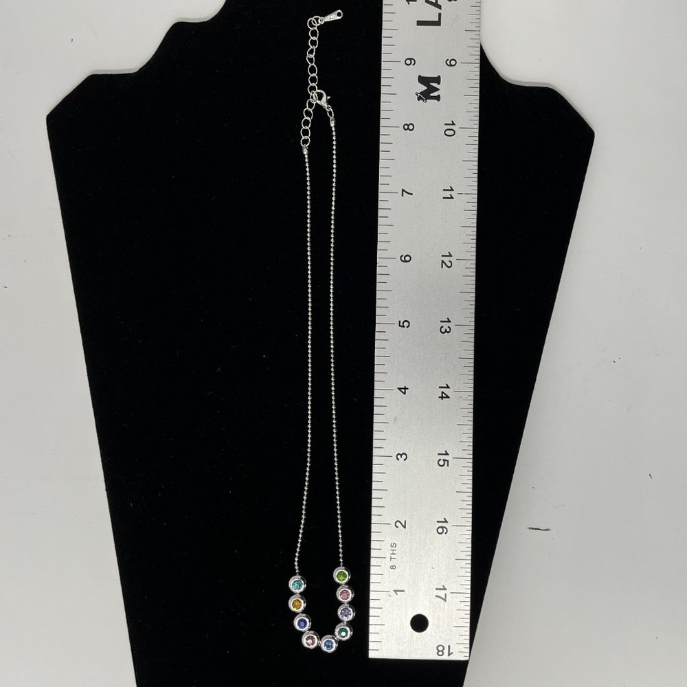 Beautiful Multi Colored Gemstone Silver Chain Nec… - image 7